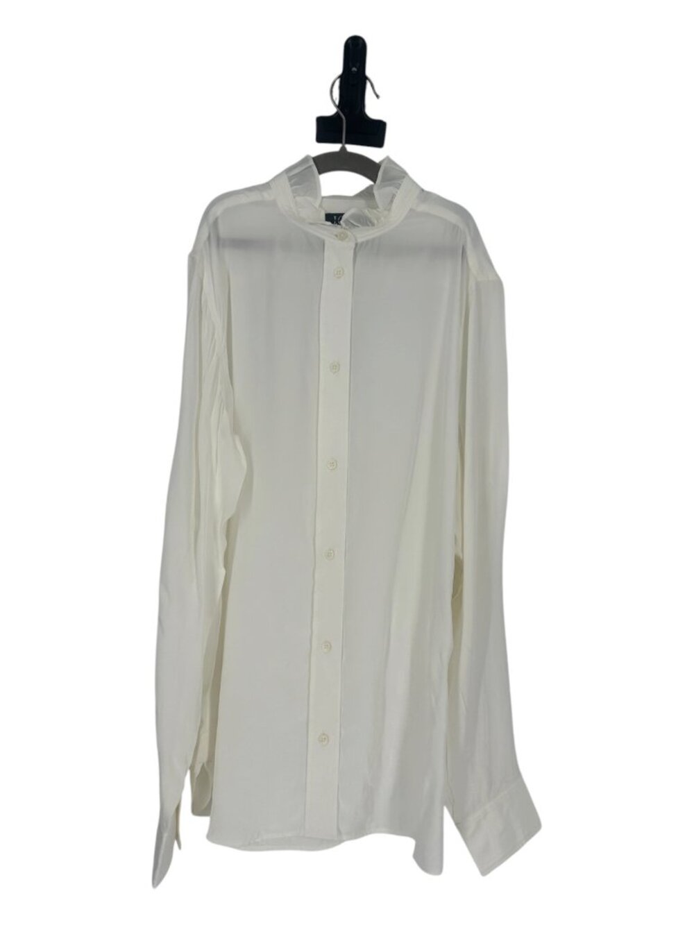 J Crew Jules Classic Fit Ruffle Mock Neck Blouse 0 Ivory Viscose Button Up NWT